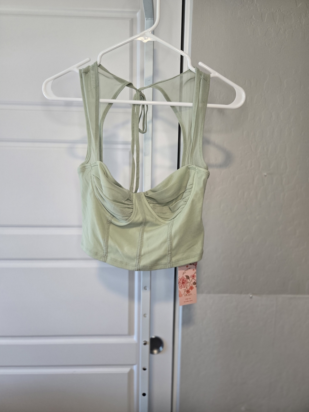 SHEIN Light Sage Bustier Crop Top